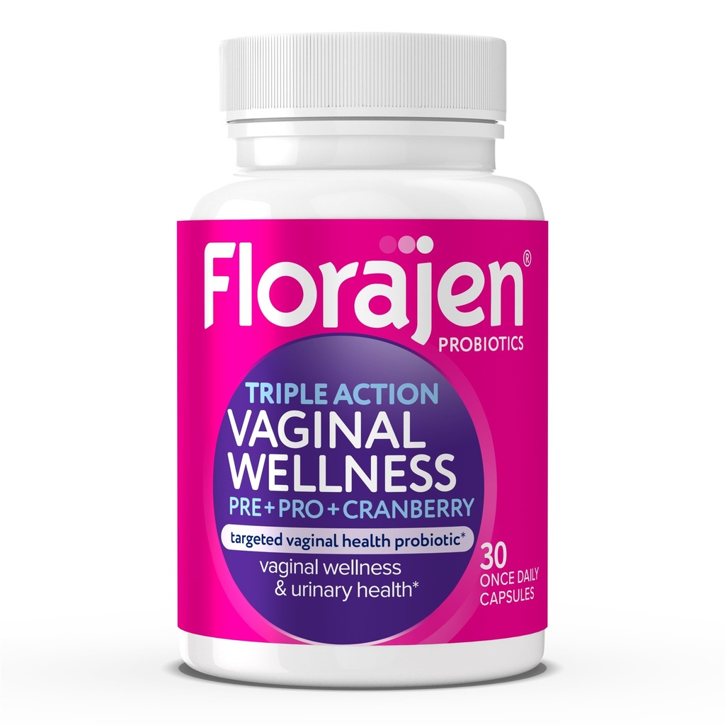 Florajen妇女三重行动 Probiotic, Prebiotic + Probiotic + Cranberry 用于阴道,消化,和免疫支持 - 快动作 - 临床研究 - Gluten-Free & Vegan - 30名