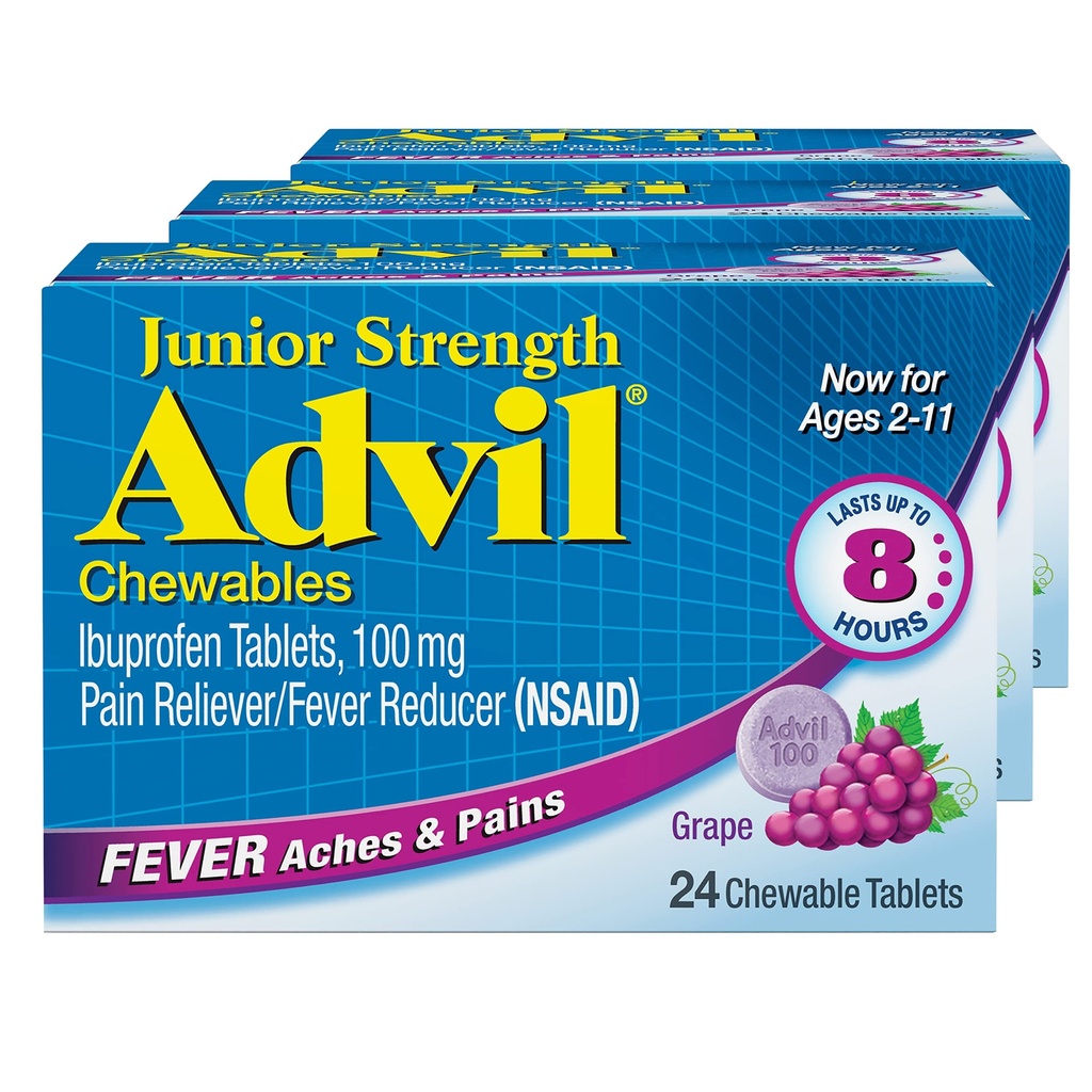 (原始内容存档于2018-09-21) (中文(简体) ). Advil Junior Striff Chewable Ibuprofen Pain Reliver and Fever Relader, Children's Ibuprofen for Pain Relief, Grape - 24 plats (pack of 3).
