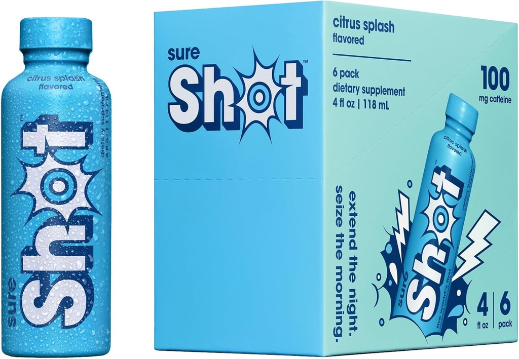 Sure Shot Recover drink, Citrus Splash (6 Pack) - 喝完后感觉好点,醒来后刷新 - 配有电解质和维生素的精液饮料,用于肝脏和胶体支持,能量和焦点,4 Oz