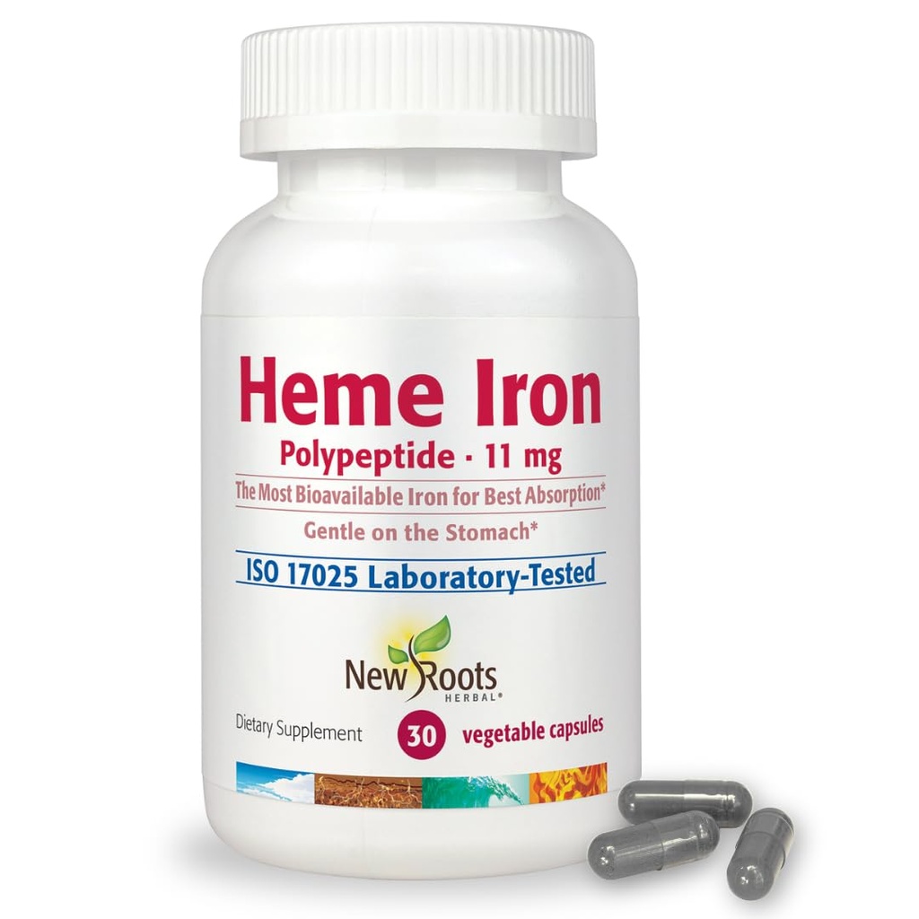 新ROOTS HERBAL Heme 铁增生 配有维生素C & B12 最佳吸收 → 缺铁支持 → 血红素增生 由 Naturopathic Doctors → 设计 → 低FODMAP(30 Capsules)