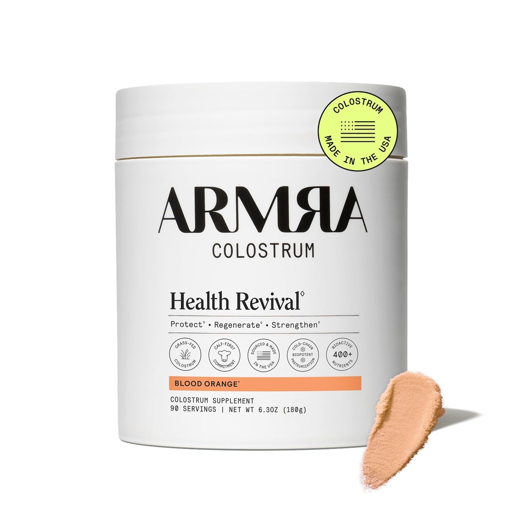 ARMRA Colostrum Powder | Blood Orange | Gut Health & Bloating | Skin & Hair | Immunity | Keto, Gluten & Fat-Free | 90 Servings