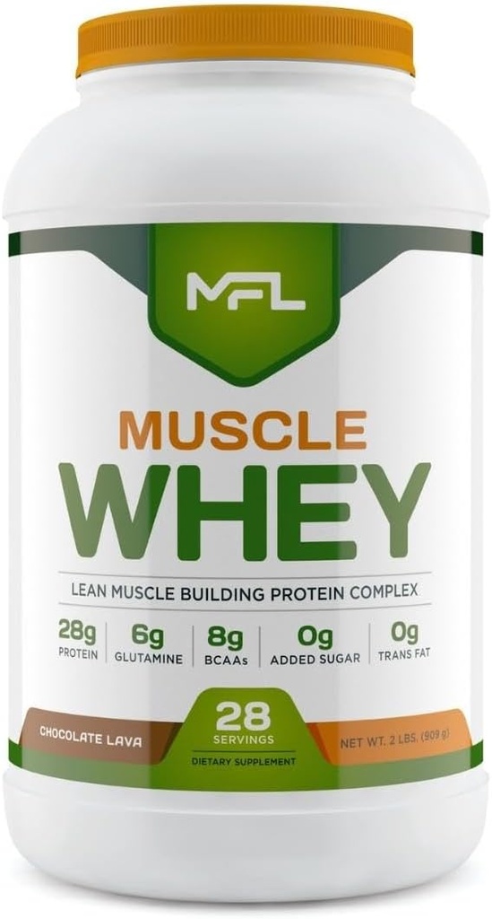 MFL 肌肉Whey蛋白l 28g of 蛋白l 8g BCAAs l Keto 友好l 低碳l 2 lbs (焦炭岩浆)
