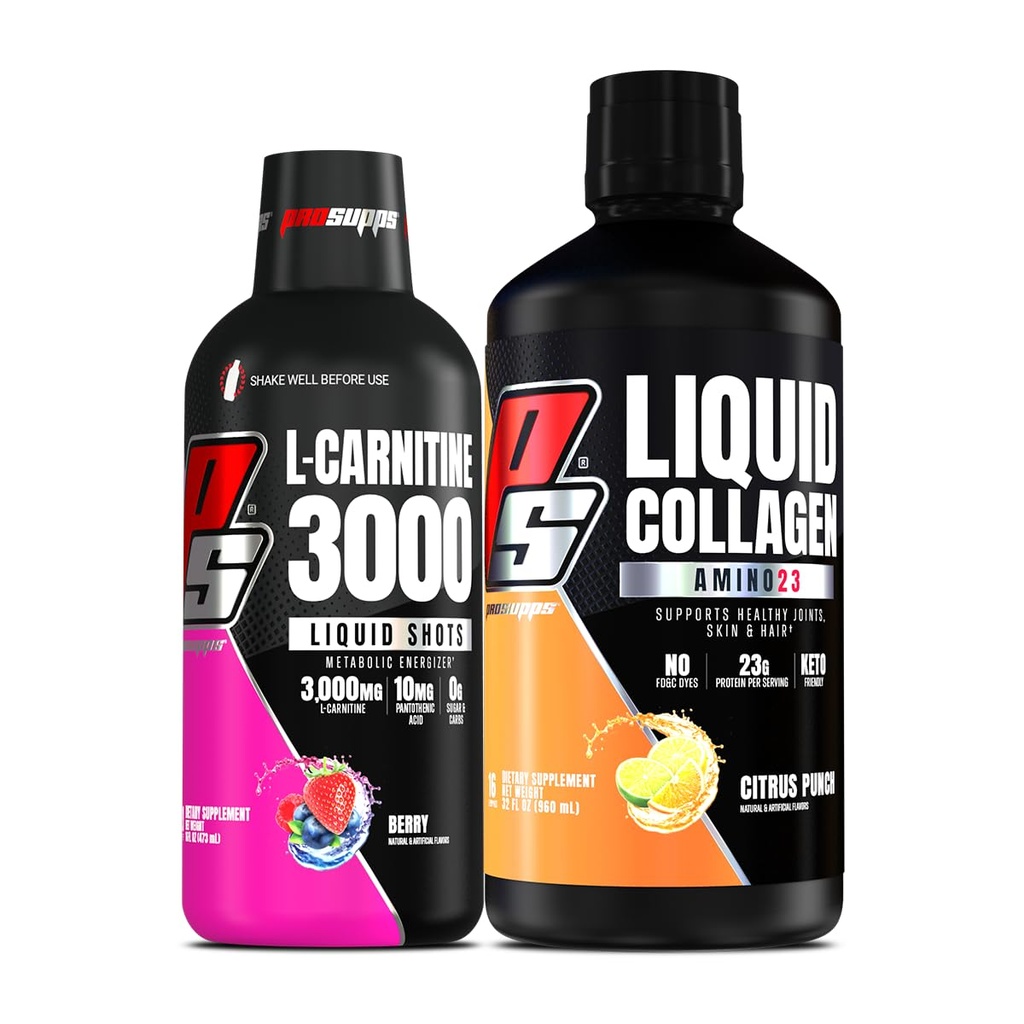 PROSUPS L-Carnitine 3000 无兴奋剂液体射击(Berry) 氨基23液体凝胶剂射击(Citrus Punch)