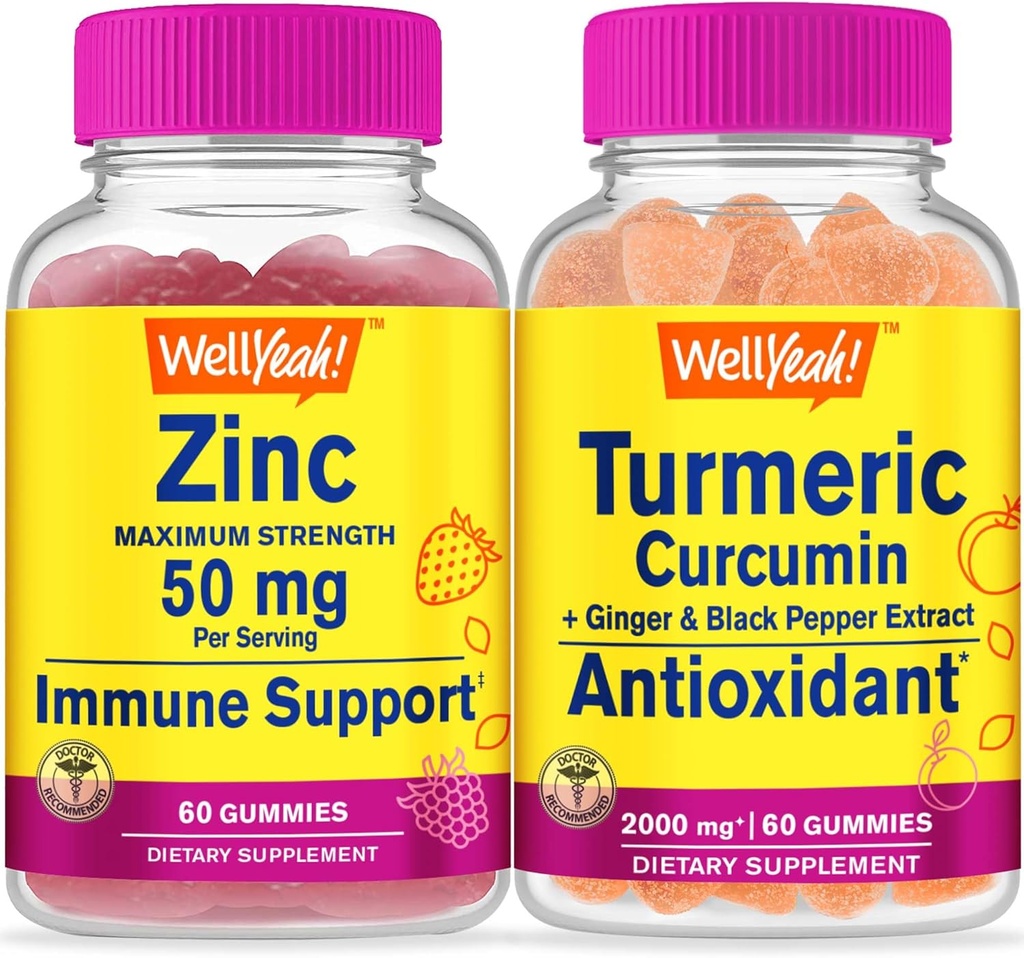 (原始内容存档于2018-09-21). Wellyeah Zinc + Turmeric Curcumin, Gummys Bundle - Great Tasting, Vitamin Supplement, Gluten Free, GMO Free, Chewwable Gummy (英语).