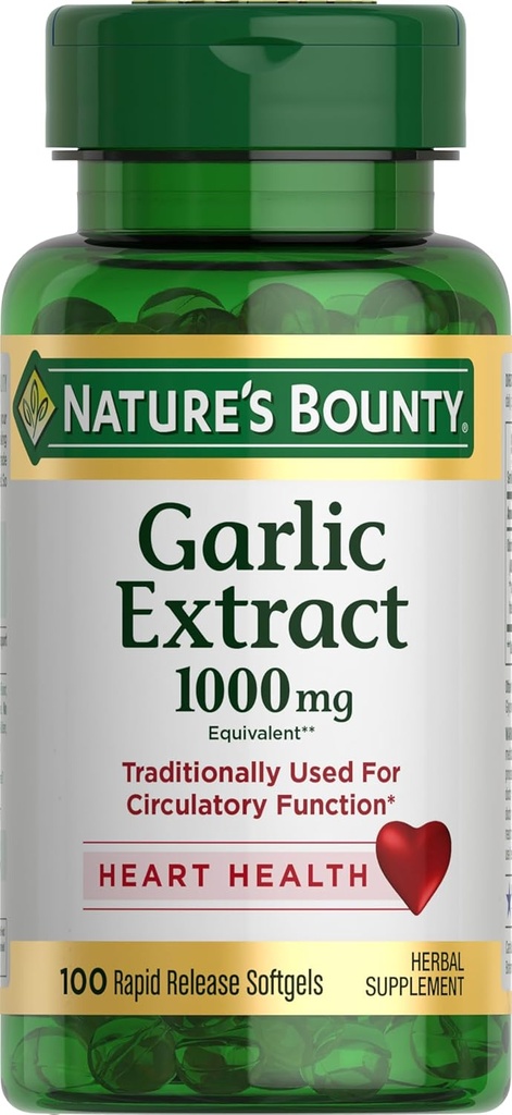自然的丰产大蒜提取,草药补充,支持循环函数,1000mg,100快速释放软胶