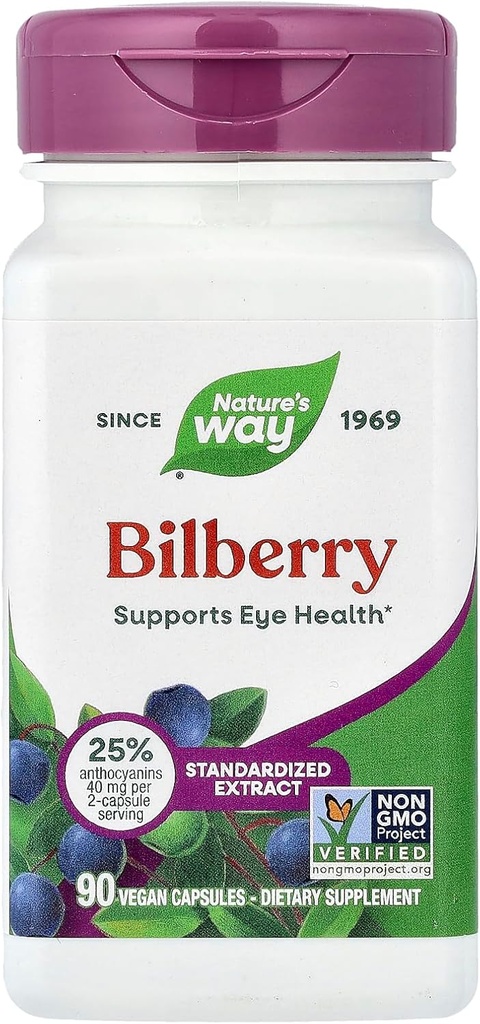 自然之路 Bilberry 标准化提取 Veg Capsules 90 ea
