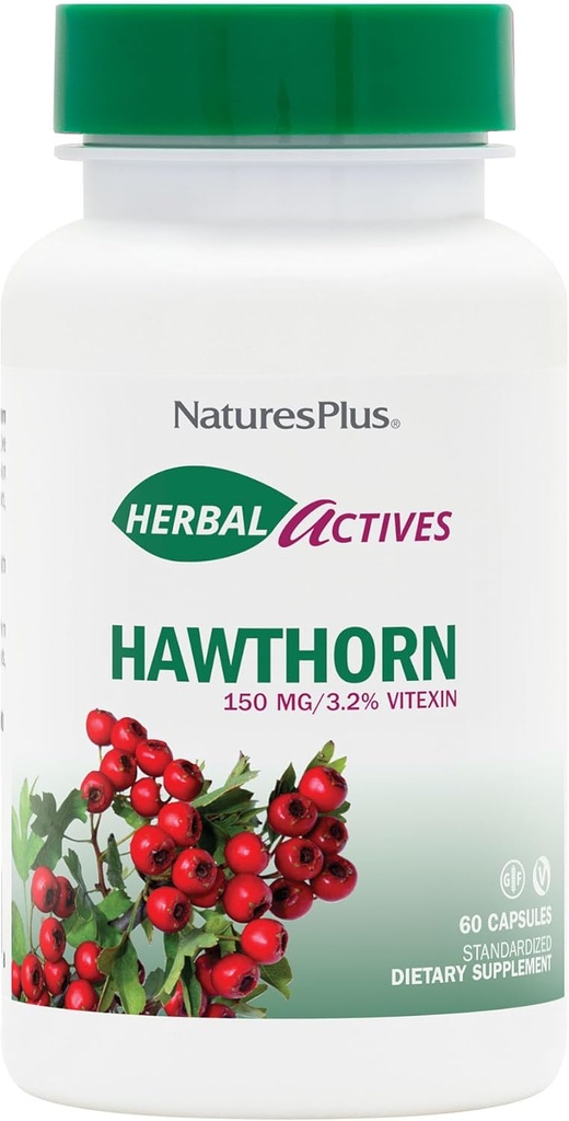 Natures Plus 草原活动者Hawthorne 150 mg - 60 蔬菜卡普尔 - 支持心脏健康 - Gluten Free - 60 服务者
