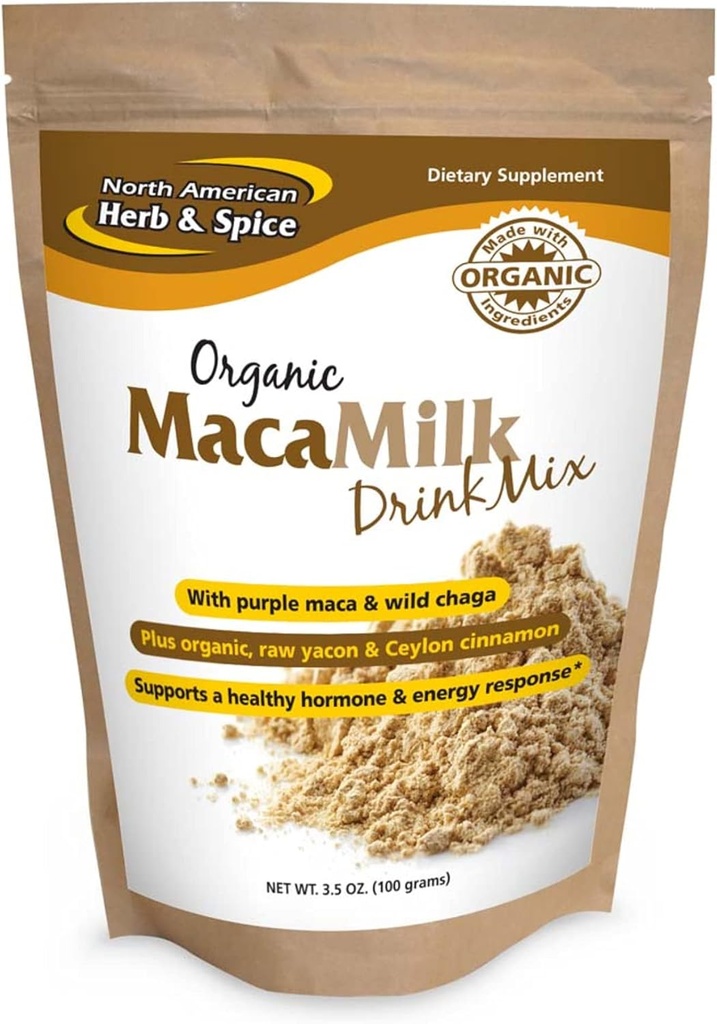 北美HERB & SPICE MacaMillk - 3.5 oz - 紫色Maca & Wild Chaga 饮料混合 - 支持健康荷尔蒙和能量反应,健康肌肉功能 - 非GMO - 30 服务