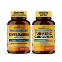 桑德胡草原有机物4in1 Ashwagandha w/Zinc & Organic Curcumin w/Bioperine Black Pepper 提取物 支持免疫系统