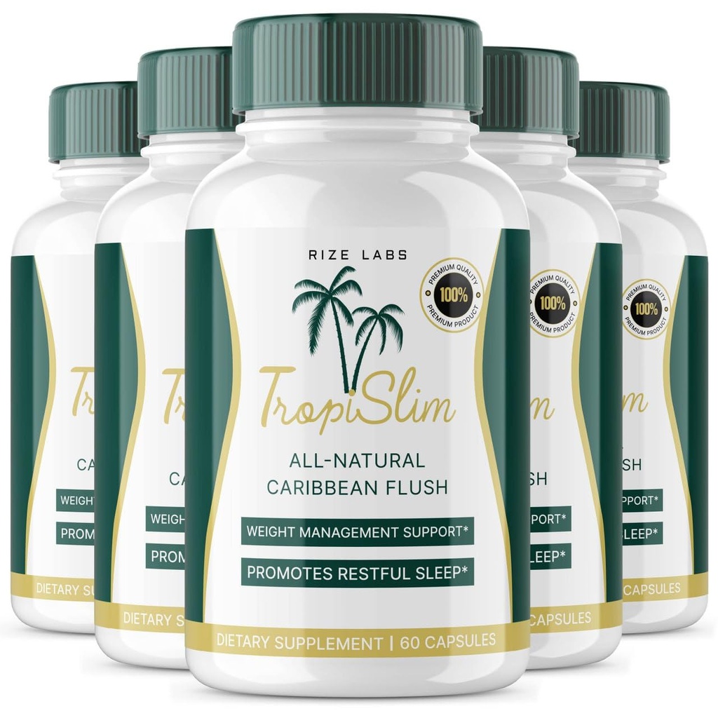 (Official 5 Pack) Tropislim, Tropislim All Natural Caribbean Flush,体重损失补编,Tropislim Slimming Capsules for Women,健康生活方式+Leaner Physique,热带评论(300 Capsules)