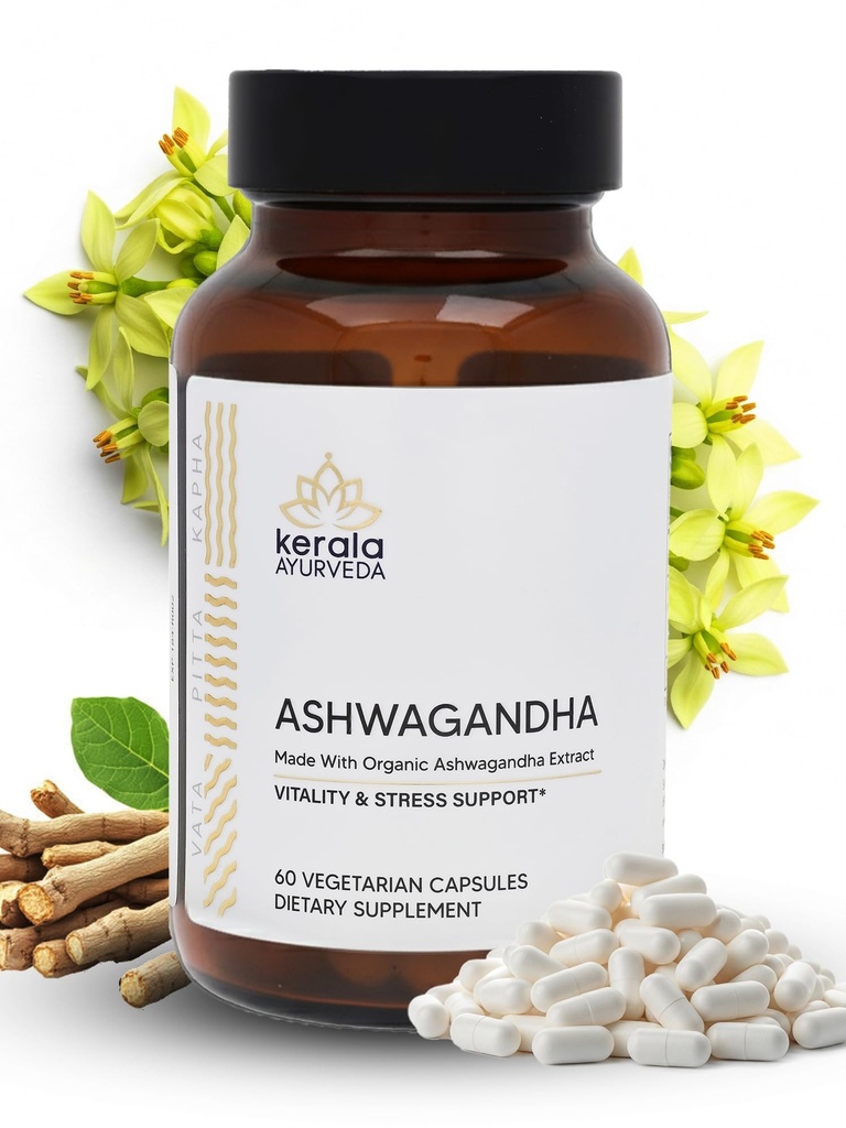 Kerala Ayurveda Ashwagandha Capsule 争取更好的豁免、压力救济和良好睡眠