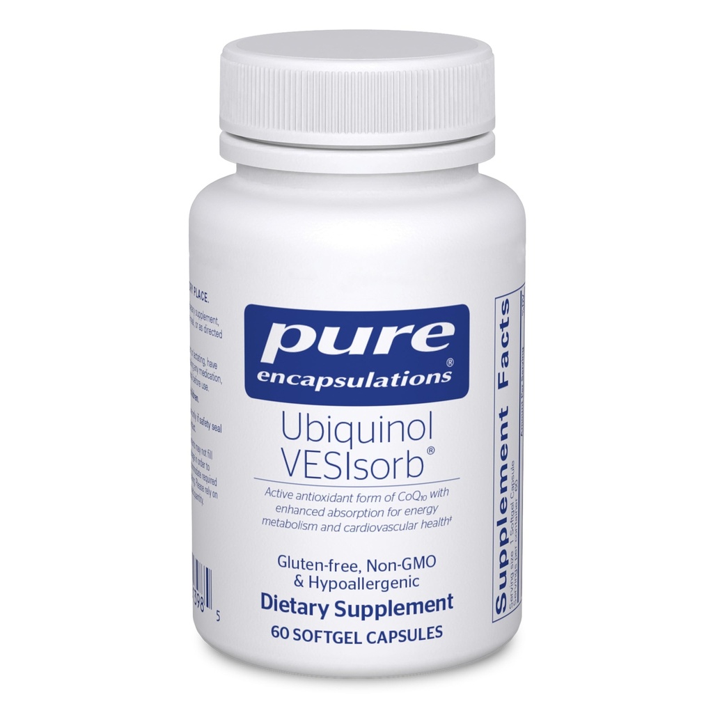纯封装 Ubiquinol VESIsorb → 假充性补充 → 强化吸收活性抗氧化剂形式 CoQ10 → 60 Caplique Capsules