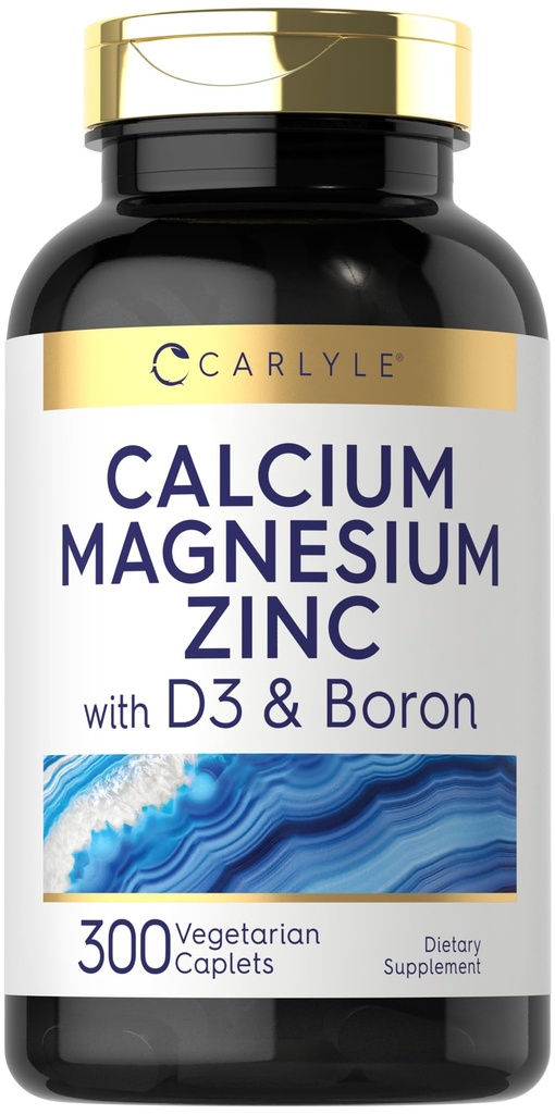 Carlyle Calcium 镁锌 D3 → 300 Caplets 与 Boron → Vegetarian, Non-GMO & Gluten 免费补充