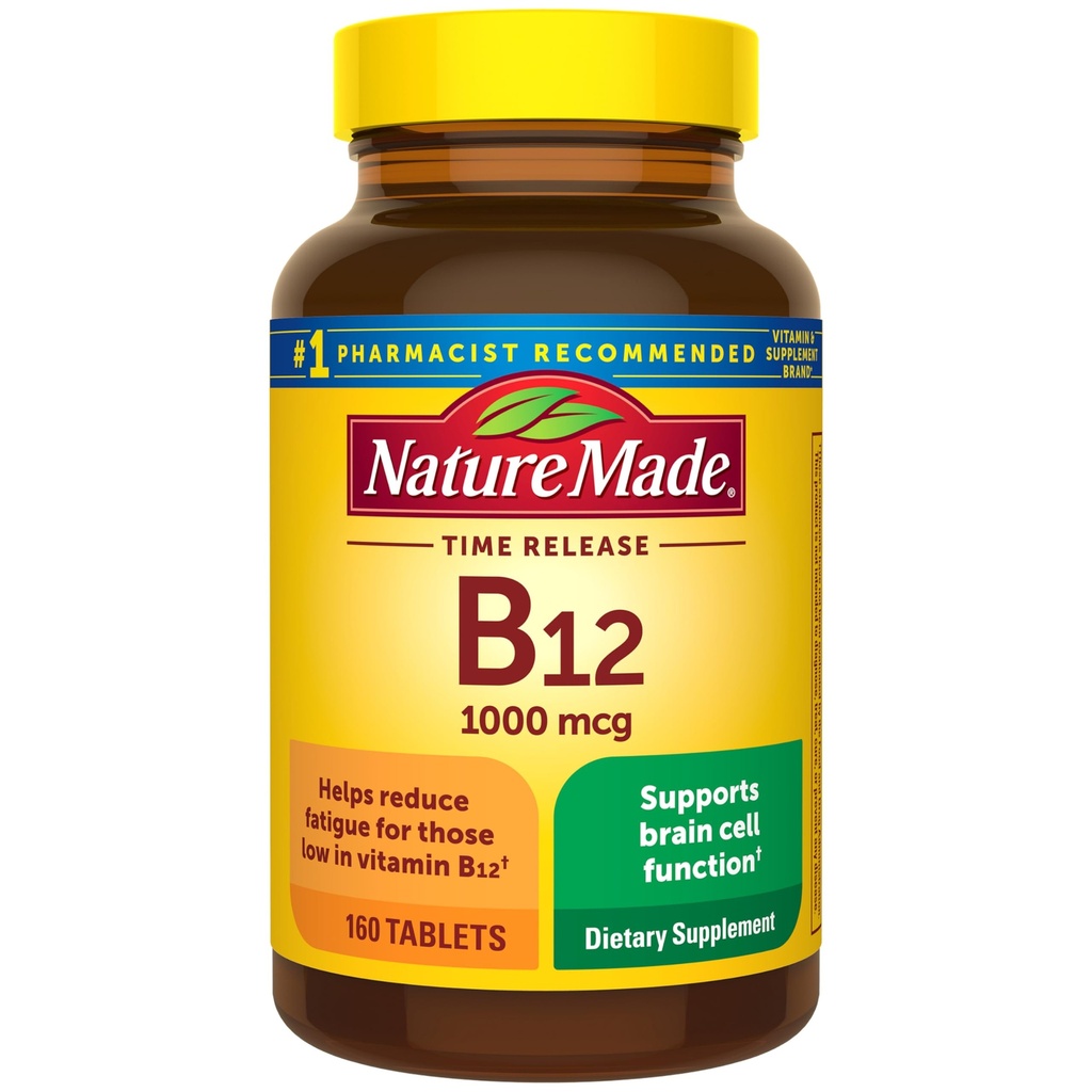 Nature Made Vitamin B12 1000 mcg,能源代谢支持的饮食补充,160 时间释放片,160天供应