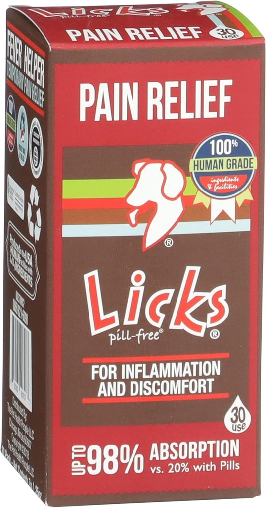 Licks Pill Free Dog Pain Relief - 炎症补充 - 狗的疼痛救济补充 - 狗健康用品 - Gel包装 - 30使用
