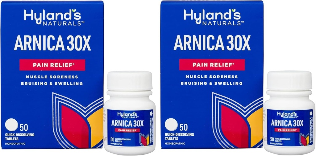 Hyland's Naturals Arnica Montana 30x 石碑,布鲁伊斯自然救济,Swelling & Muscle Soreness,快速解析石碑,50 Counters (Pack of 2)
