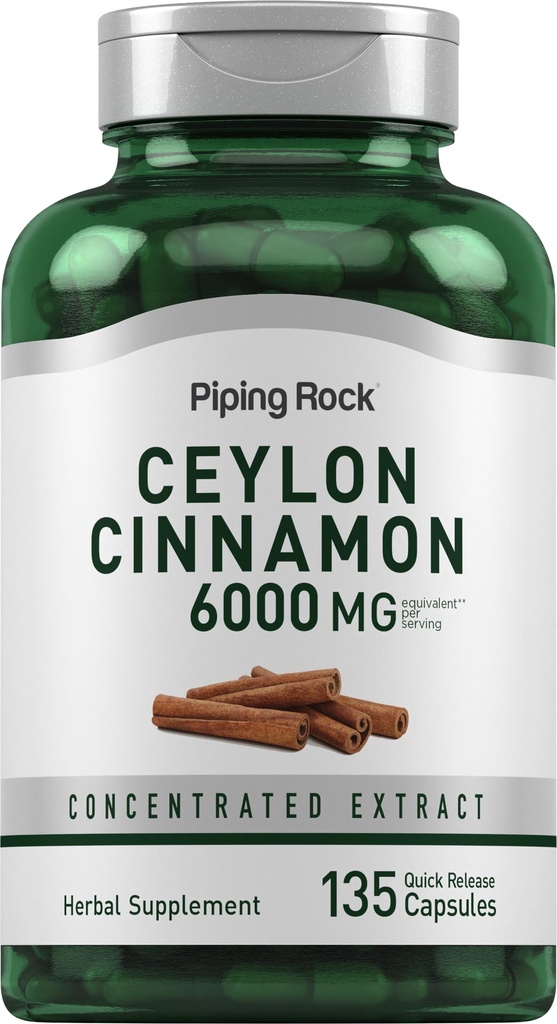Piping Rock Ceylon Cinnamon Capsules 60000mg 135 Countered Herbal Except Supplement = 供男女使用 ================================= =============================================================================================================================================================================