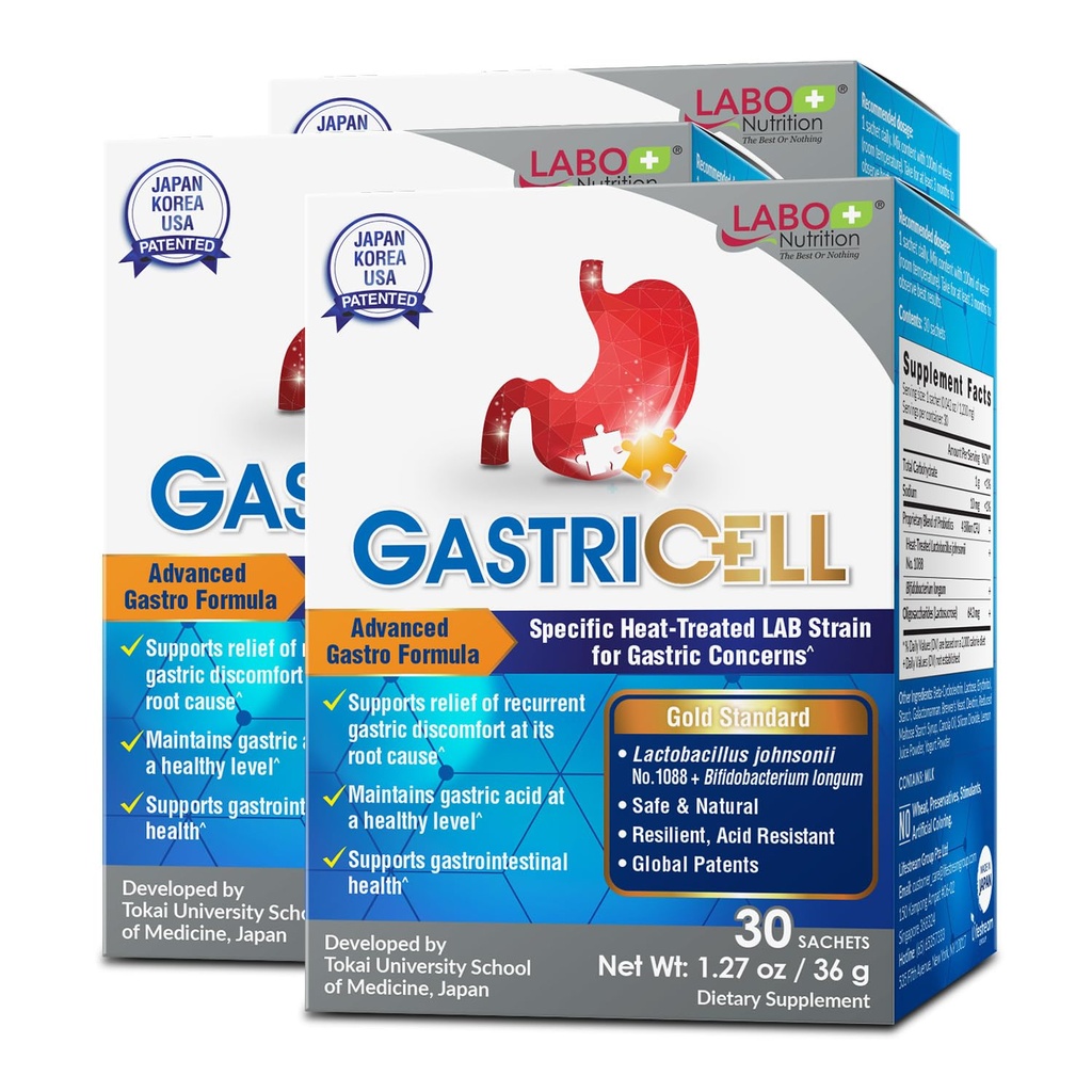 LABO 营养 GASTRICELL - 酸性还原剂、心脏灼伤剂、反复性胃病、防治胃病的自然防御剂 30枚