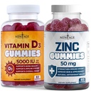 新AGE Immune Defense Combo - 2 Pack - 维生素 D3 Gummys 5000 IU 125mcg & 高概率锌 Gummys, Immune Boster 120 Count