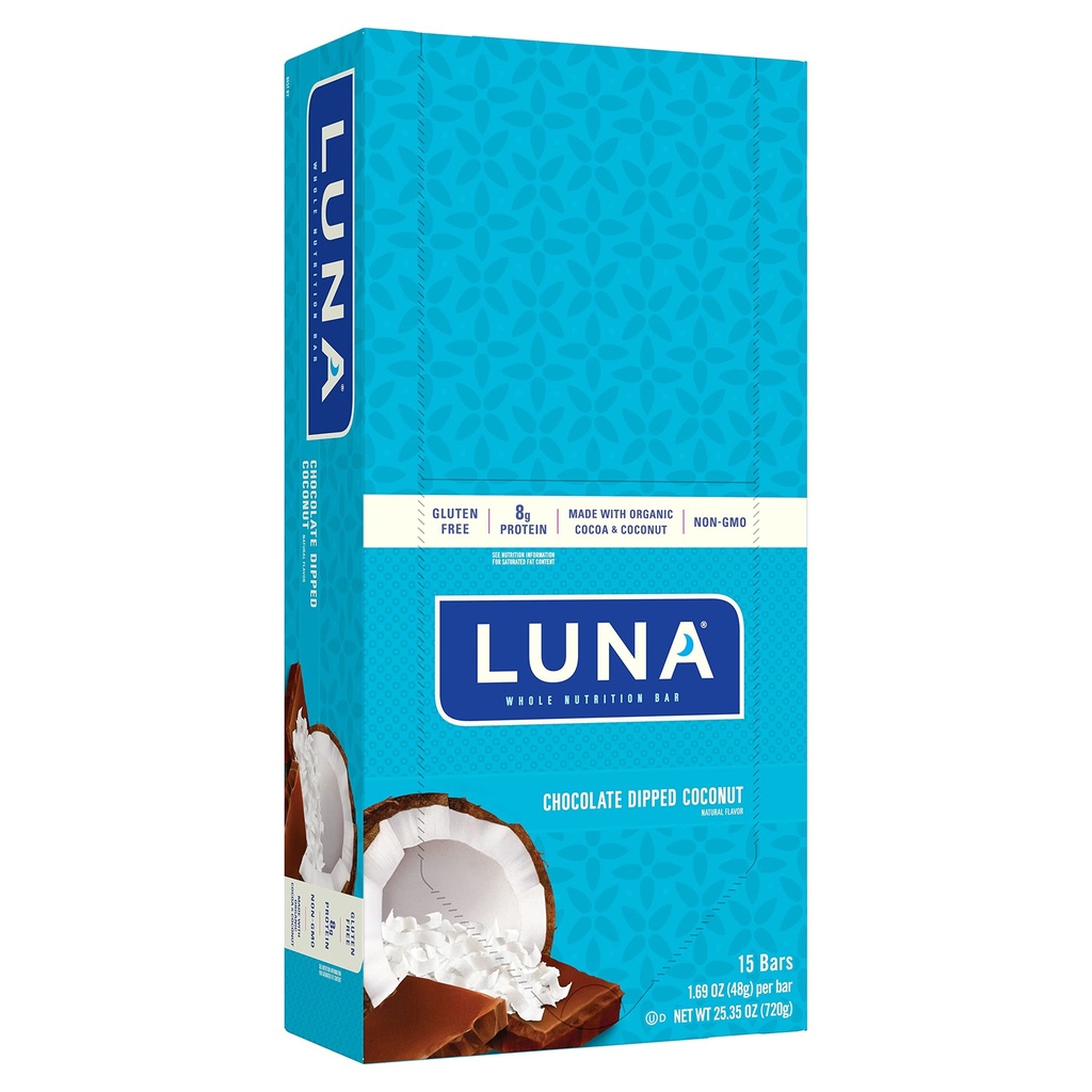 LUNA BAR - Gluten Free Snack Bars - 巧克力 浸椰子 Flavor - 8g of protein - 非GMO - 植物型的整洁 Snack - On the Go Snacks (1.69 Ounce Snack Bars, 15 Counts) 互联网档案馆的存檔,存档日期2011-12-21.