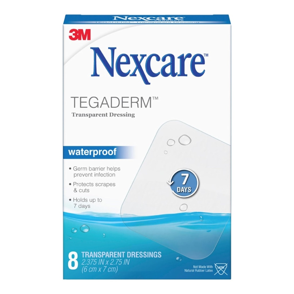 Nexcare Tegaderm 防水透明服装、防污、防腐、防腐、保护小烧、破碎、剪切、喷水器和Abrasions,2.375 x 2.75 in, 8 Count