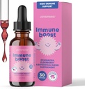 JoySpring Immune Drops - 儿童豁免支助补编(1 fl z, 30 services),配有有机老年莓液体、Echinacea、俄勒冈葡萄根和橙皮2-16岁+ 年龄和成年人
