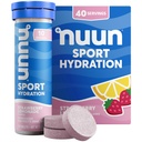 含有镁、钙、钾、氯和钠、Gluten Free & Vegan、草莓柠檬汁的Nun运动电解片,4 Pack(共计40种)