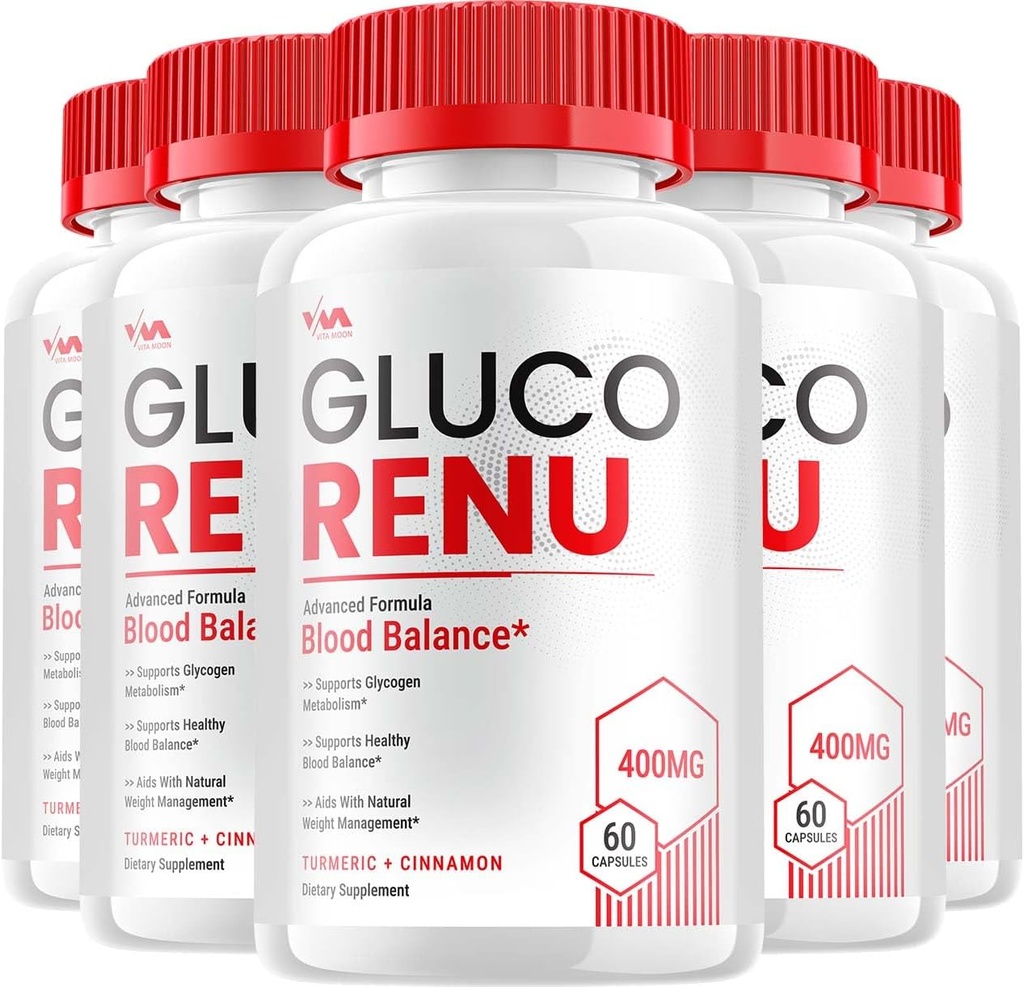 (5 Pack) Gluco Renu 补充, Gluco Renu Capsule - 高级公式 Gluco Renu, Gluco Renu 最大强度审查, 300 Capsules