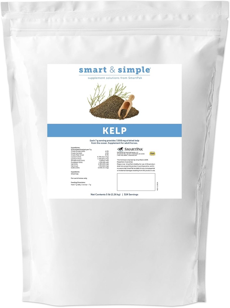 Smart & Simple Kelp Meal for Horses QQ海藻维生素和矿物质对马的补充 提供钙、磷、钾和更多的324 services 5lb