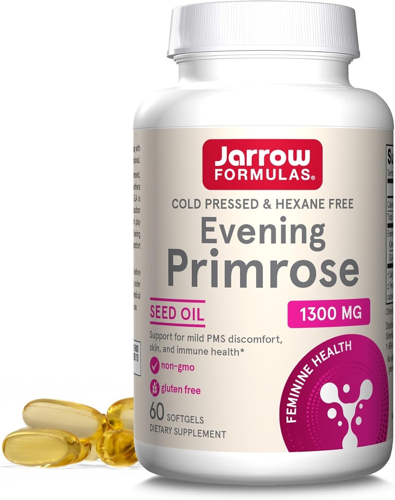 Jarrow Formulas Cold pressed and Hexanne Free Evening Primrose, 《饮食补充》,《女性健康》,《支持皮肤和免疫健康》,《60软胶》,《最多60天的供应》
