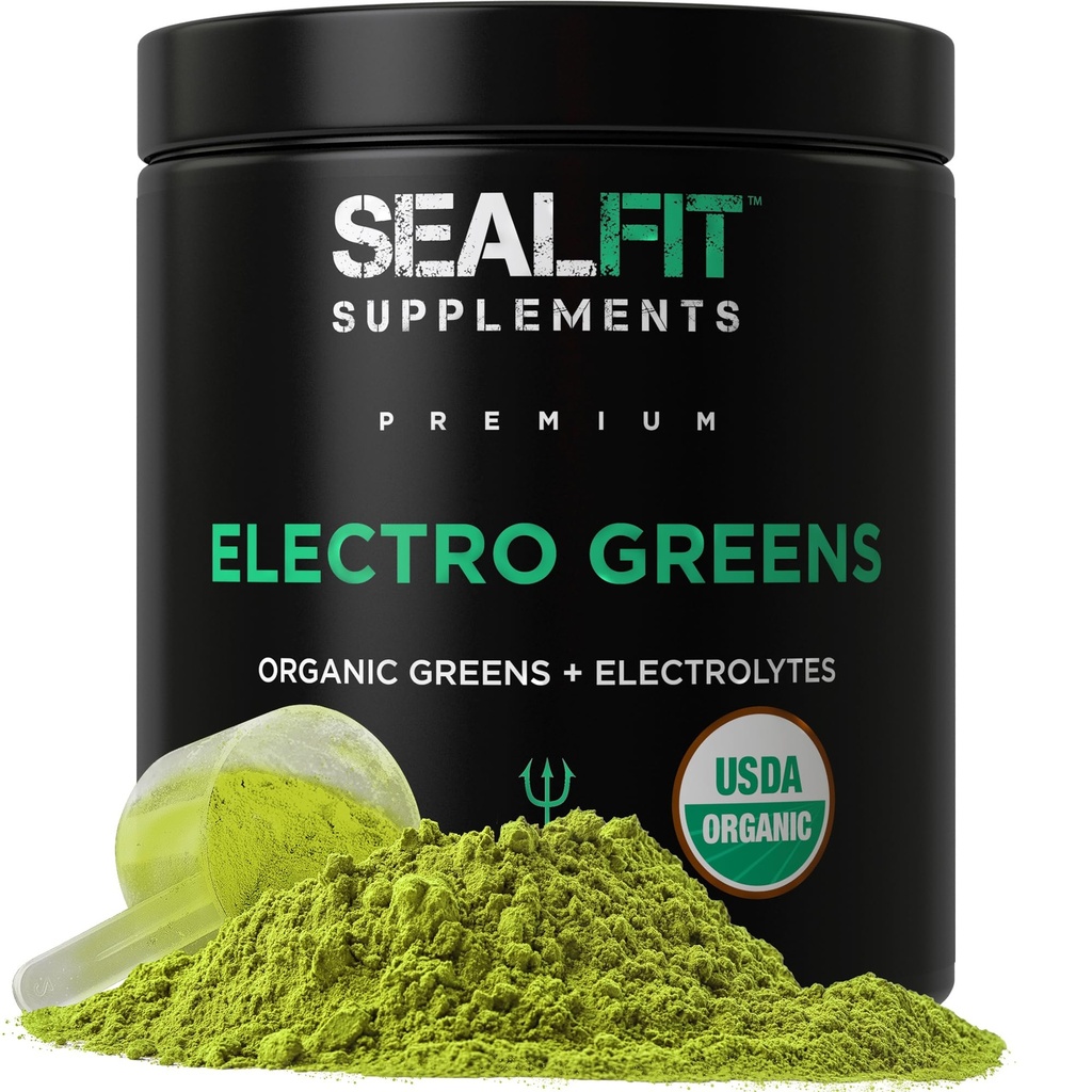 SELFIT ElectroGreens - USDA 有机绿色超食品 + Electrolytes Powder. 25+ 超食品用于能源和水利. 超级绿汁和电解石粉 受前海军印章马克·迪文启发