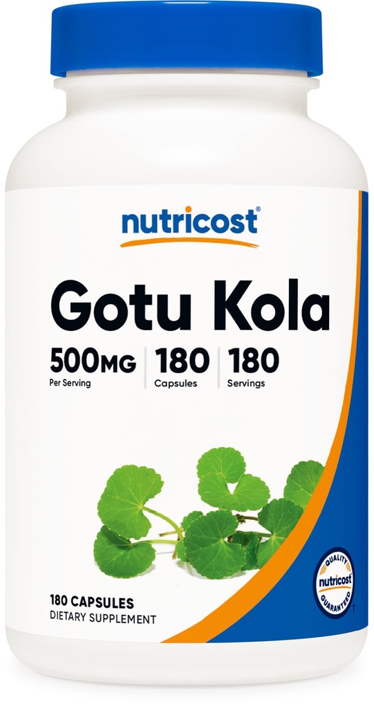 营养成本 Gotu Kola 500 MG, 180 Capsules - 蔬菜卡普尔, Gluten Free, 非GMO