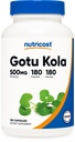 营养成本 Gotu Kola 500 MG, 180 Capsules - 蔬菜卡普尔, Gluten Free, 非GMO