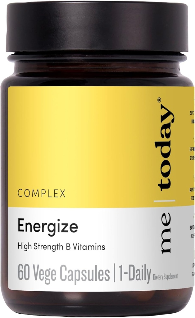 今天的我Energise Super B Vitamin B Complex for Men and Women - B6, B12 配有维生素C, Zinc, Ashwagandha 和西伯利亚 Ginseng - 能源和免疫支持 - Vegan, 60 services