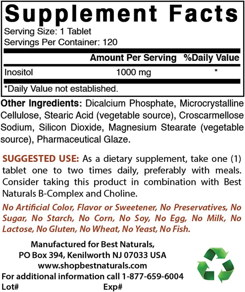 最佳天然素 Inositol 1000mg和硒 200mcg