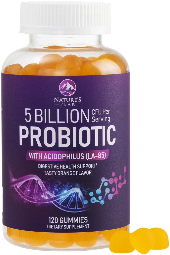 5亿 CMU -- -- 妇女、男子和青少年的日常Probiotic Gummy 补充 -- -- 自然消化健康,“好”Gut & Immune 支持 6 Pro Biotic Strains -- -- 橙花 -- -- 120个