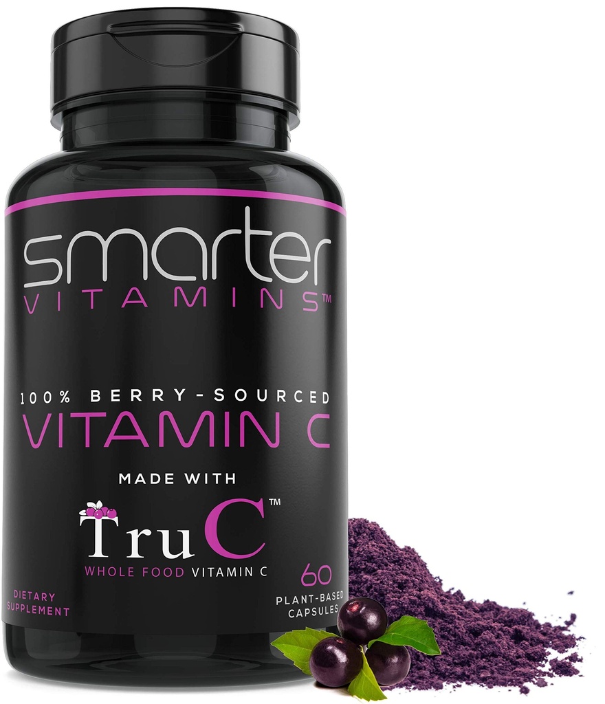 更智能的Raw全食维生素C来自Berries,Premium Antioxidants,Bioflavoids & Polyphenols,60 Vegan Capsules