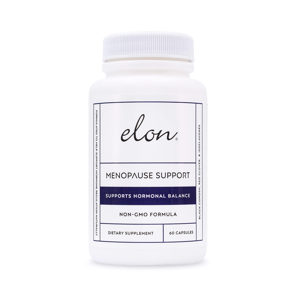 Elon Menopause 热闪光灯、Mood Swings和睡眠问题女性更年期救济补充剂,非GMO 女性雌激素补充剂 w/Black Cohosh & Dong Quai (60 Capsules)