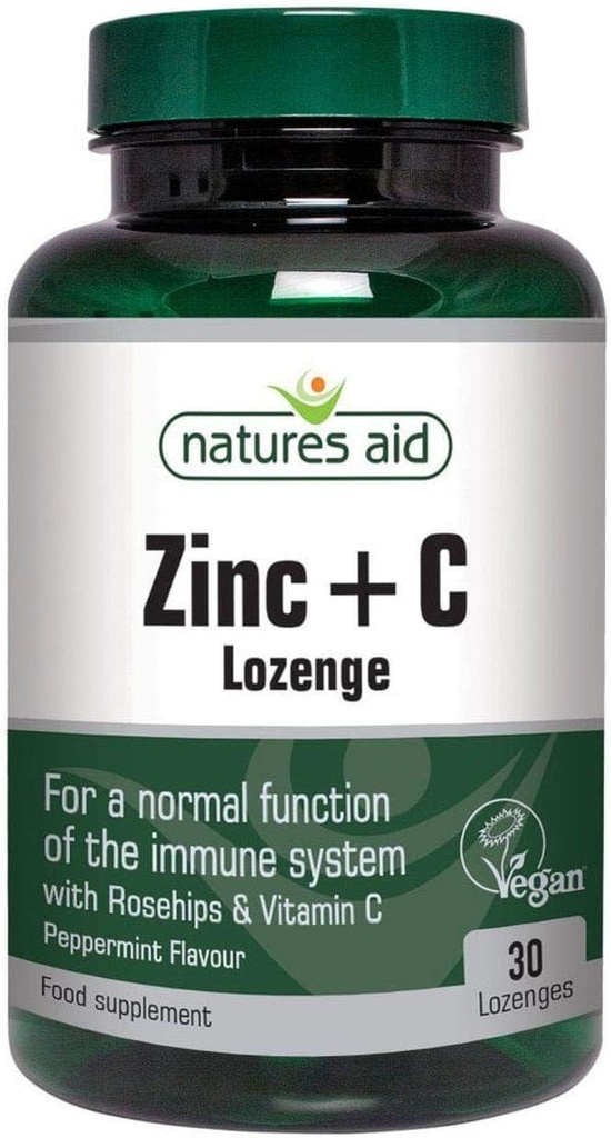 自然援助Vegan Zinc Lozenges Peppermint 30碑