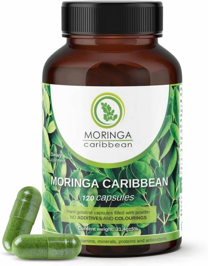 Moringa Premium 100%纯粉末罐头 - Vegan, GMO Free, Green Superfood, 含有钙, 镁, 维生素C, 维生素B3, 维生素A, 抗氧化剂 - 能量,代谢, 免疫支持 - 120 吨