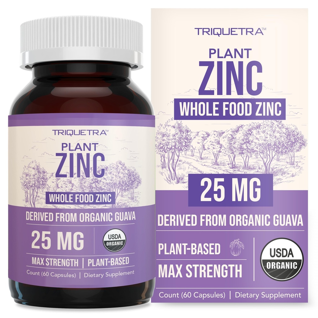 有机锌 25 mg | 整食品锌补充 | 衍生自有机水果,元素锌 - 提取水,维干,无转基因生物 - 基本矿物,抗氧化剂,免疫支持,皮肤 - 60种服务