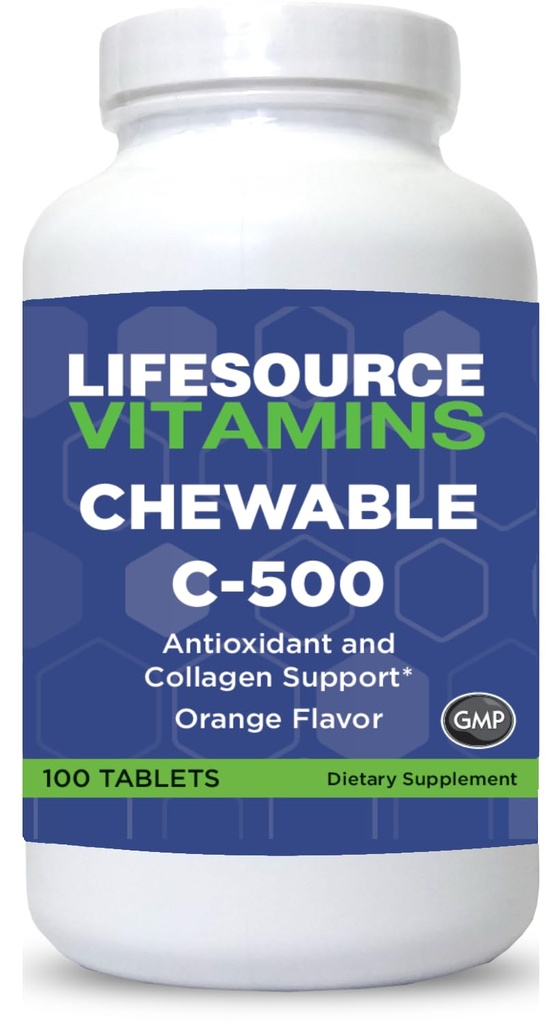 生命来源 维生素C 500毫克-100毫克 可切片 - 惊人的橙色火焰 - Sweeted w/Stevia