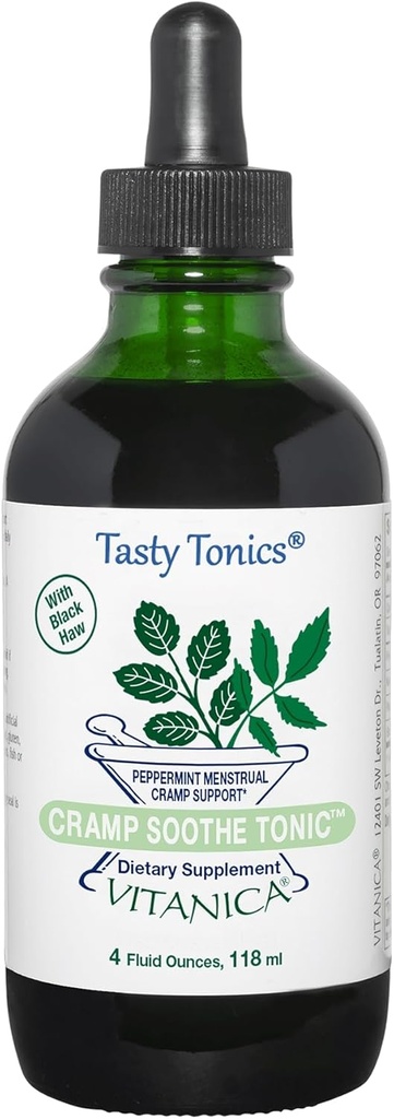维塔尼卡 Cramp Soothe Tonic, Dr Producted Mentrual Cramp Support, 配有黑哈夫·巴克, 瓦莱里安·根, 姜根, 和加里雅草, 无酒精, Vegan, 4 Ounce- Pro Logo