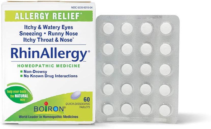 Boiron Rhinergy板块用于缓解喷嚏、Runny Nose和痒眼或喉咙的过敏症状 -- -- 60个