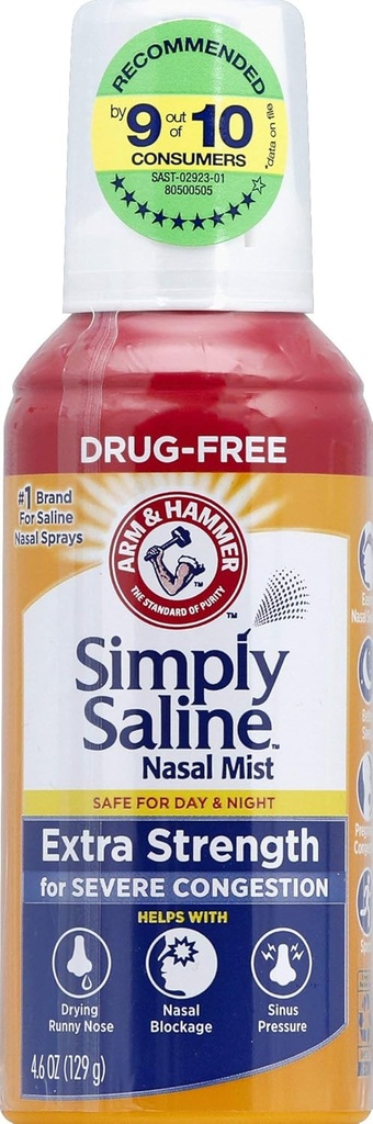 简单saline 成人鼻雾,过敏和辛努斯救济, 额外力量, 4.6 Fl Oz, 多颜色