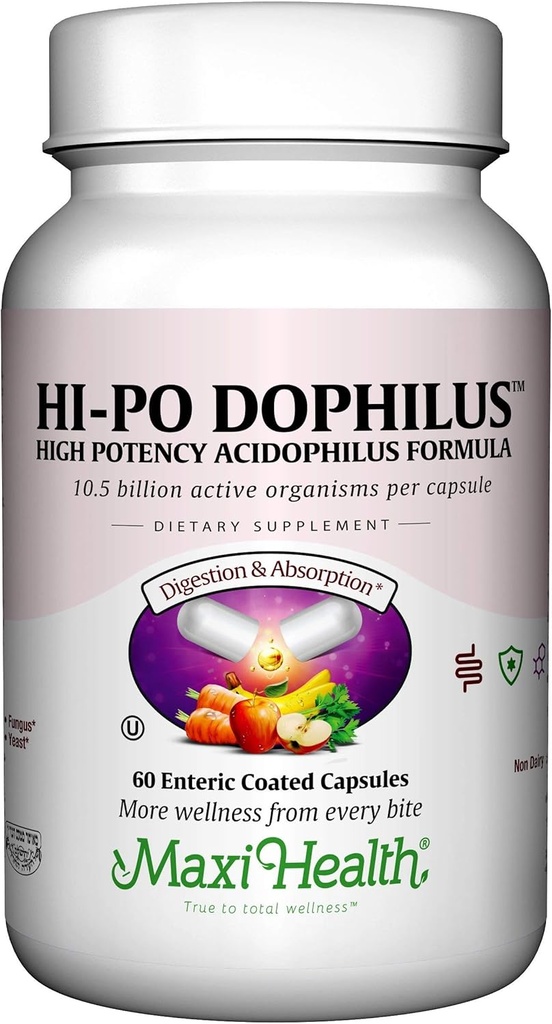 Maxi Health HI-PO 多菲卢斯 - 高可能性酸性肽 Probiocts - 60 Capsules - Kosher