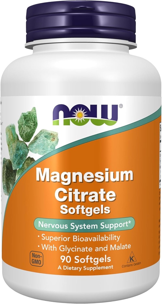 Now Foods Supplements, Magnesium Citrate, with Glycnit & Malate, Nervous System Support *, 90 软胶