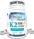 Bio Absorb Vitamin K2 MK-7 Form Supplement. 100 mcg. 200天供应(200 Veggie Capsules).