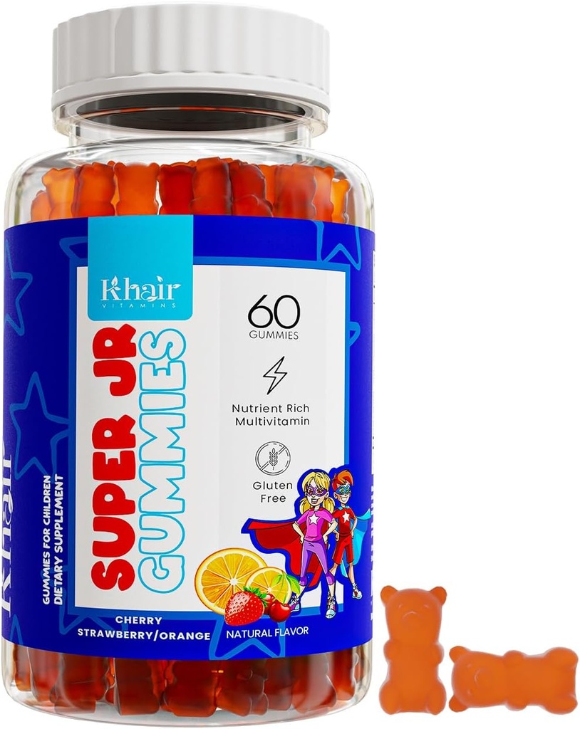 Khair Halal Kids 多维塔明 -- -- 蔬菜、非GMO、Gluten Free、Gelatin Free -- -- 儿童基本维生素:维生素A C E D B12和维生素B6-60