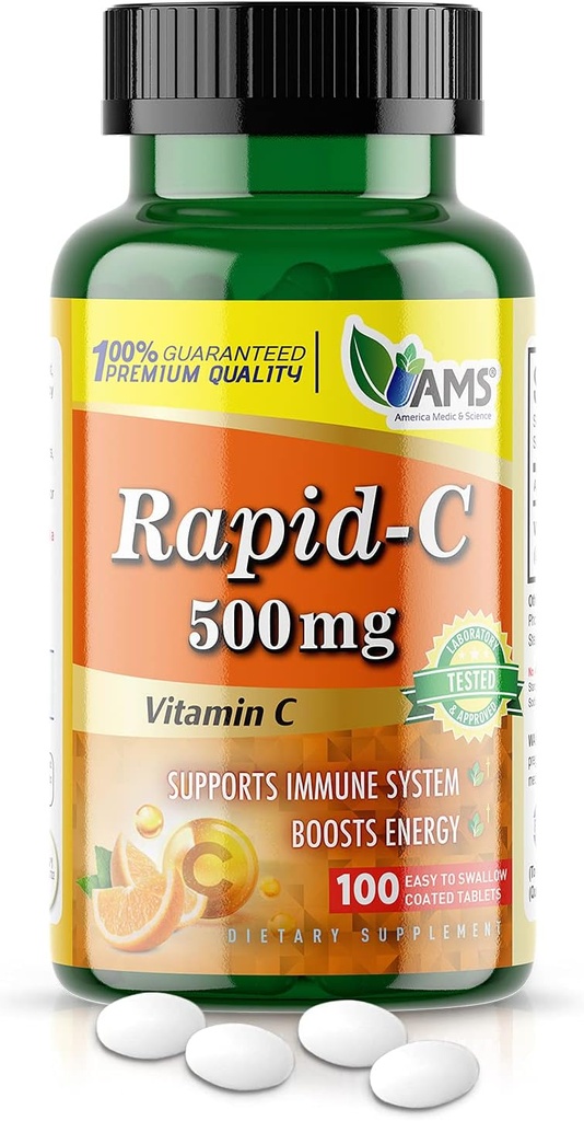 美国医疗与科学快速-C 500 mg 补充剂 -- -- 维生素C用于能源靴、免疫系统支持、抗氧化剂